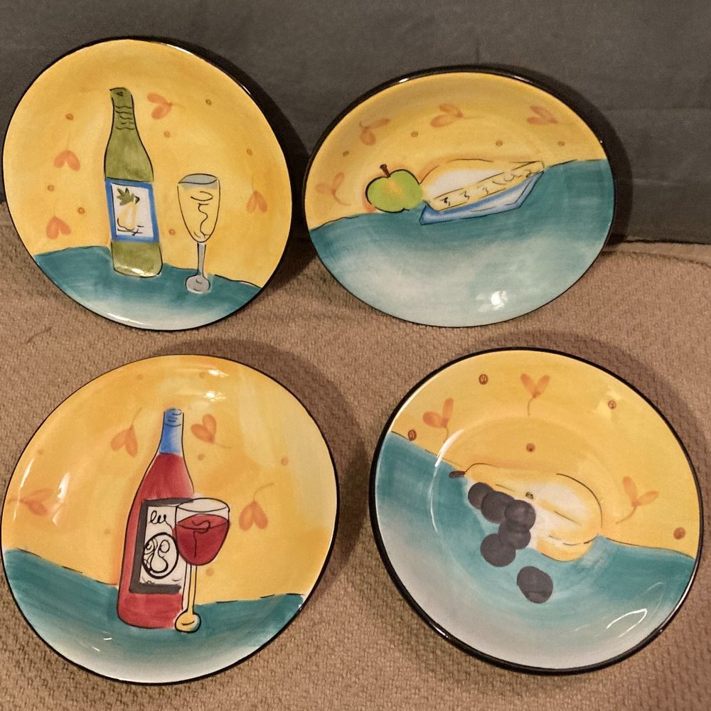 VTG 1999-4 Hausenware 5.75" Cheese/Fruit/Dessert Plates-Mary Jane Mitchell-EUC